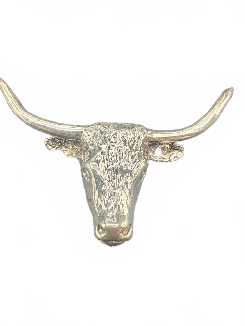 Silver Tone Longhorn Bull Tie Clip
